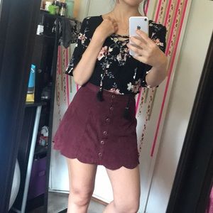 Button up Scallop Skirt